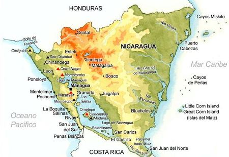 map of nicaragua